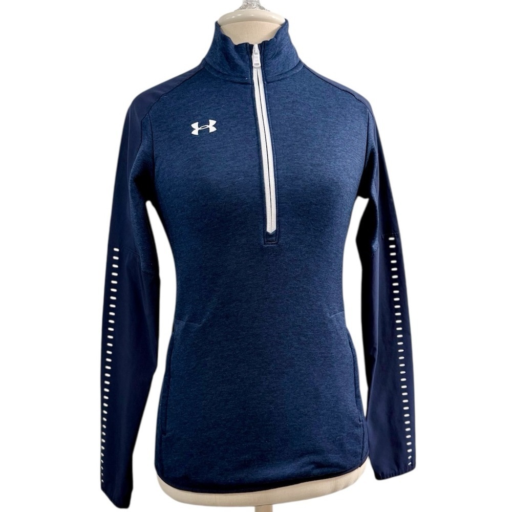 Under Armour | Navy Cold Gear Fleece Lined 1/2 Zip Top
